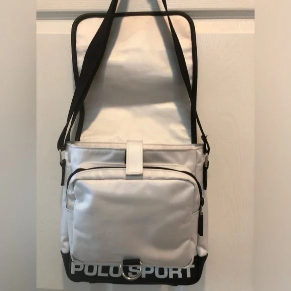 Vintage Polo Sport White and Black adjustable crossbody Bag - Picture 2 of 6